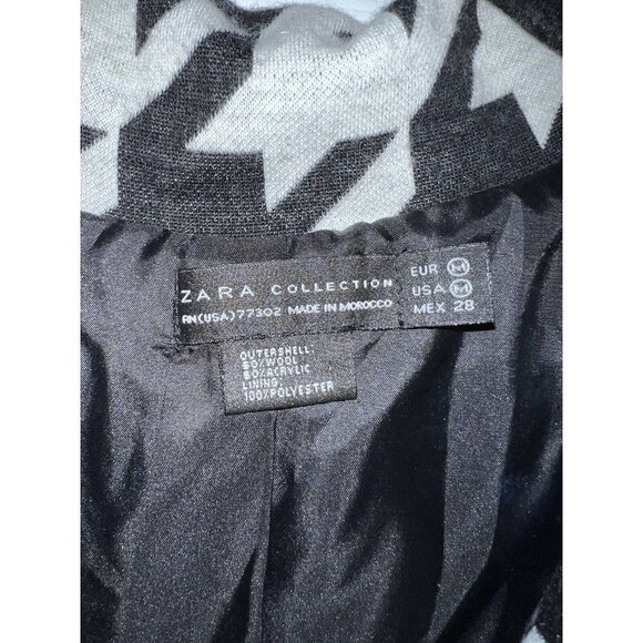 ZARA Collection Houndstooth Print 3/4 Sleeve Flare Cropped Button Jacket - Picture 9 of 9